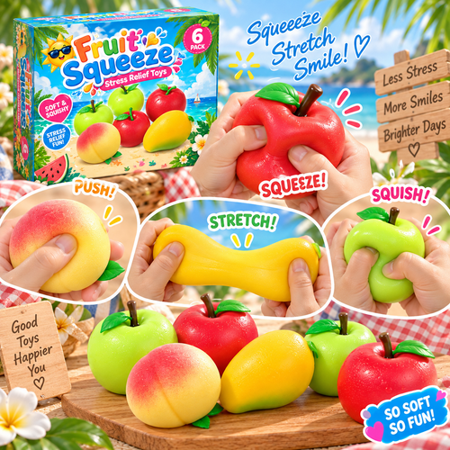 Fruit Squeeze - 6-Piece Sensory & Fidget Toy Set