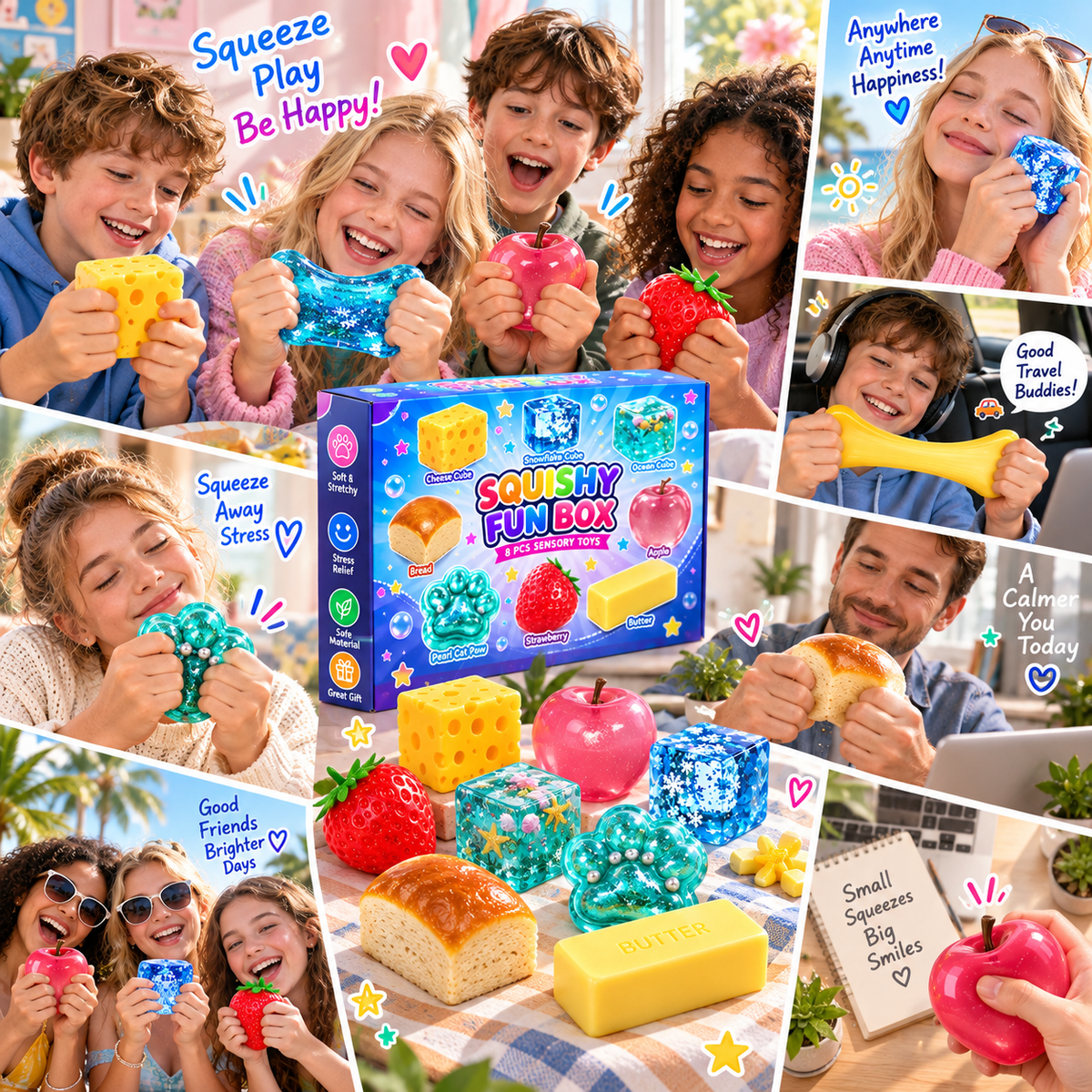 Squishy Fun Box - 8-Piece Ultimate Sensory & Fidget Toy Set