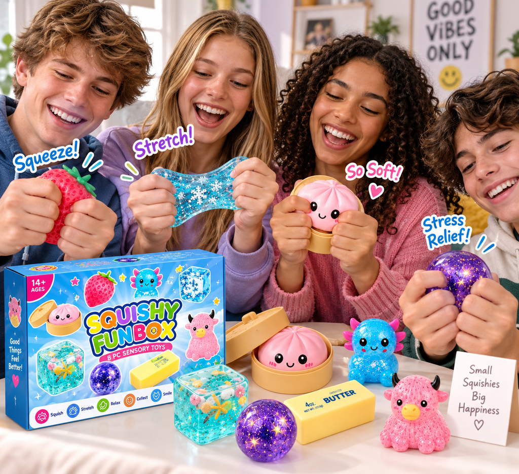 Squishy Fun Box - 8-Piece Ultimate Sensory & Fidget Toy Set