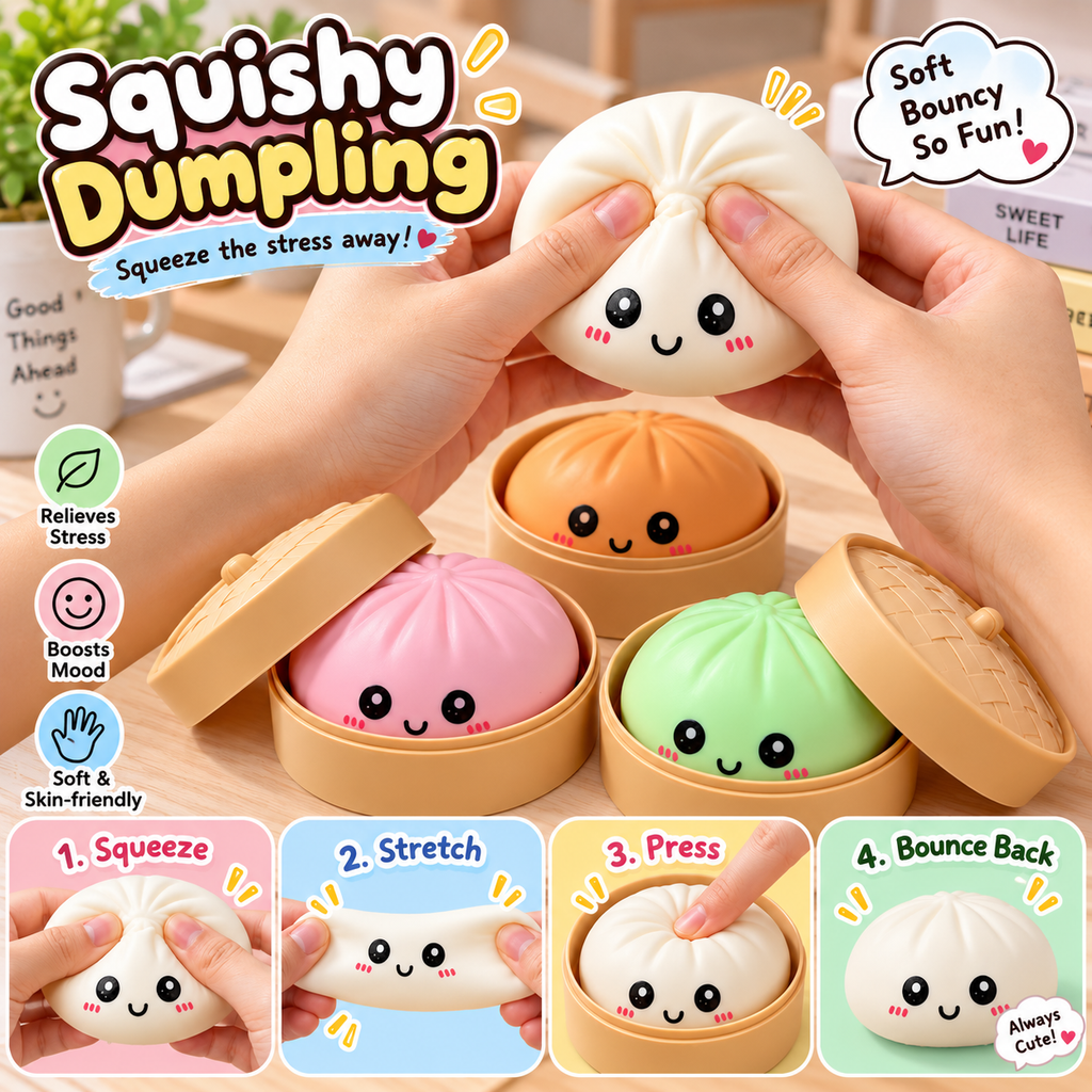 Squishy Bun Stress Toy – 1 Piece, Random Color