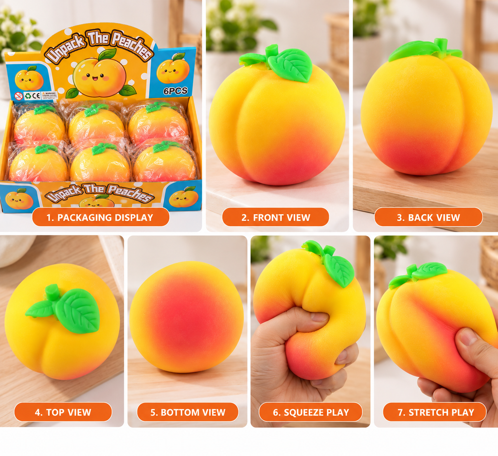 Cute Peach Squishy Toy - Sensory & Fidget Toy