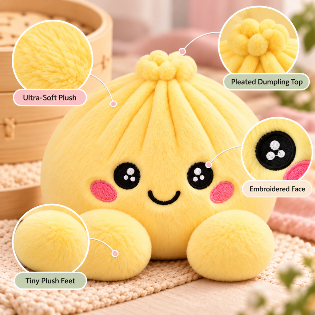 Cute Dumpling Plush with Steamer Case – Collectible Mystery Squishy Toy