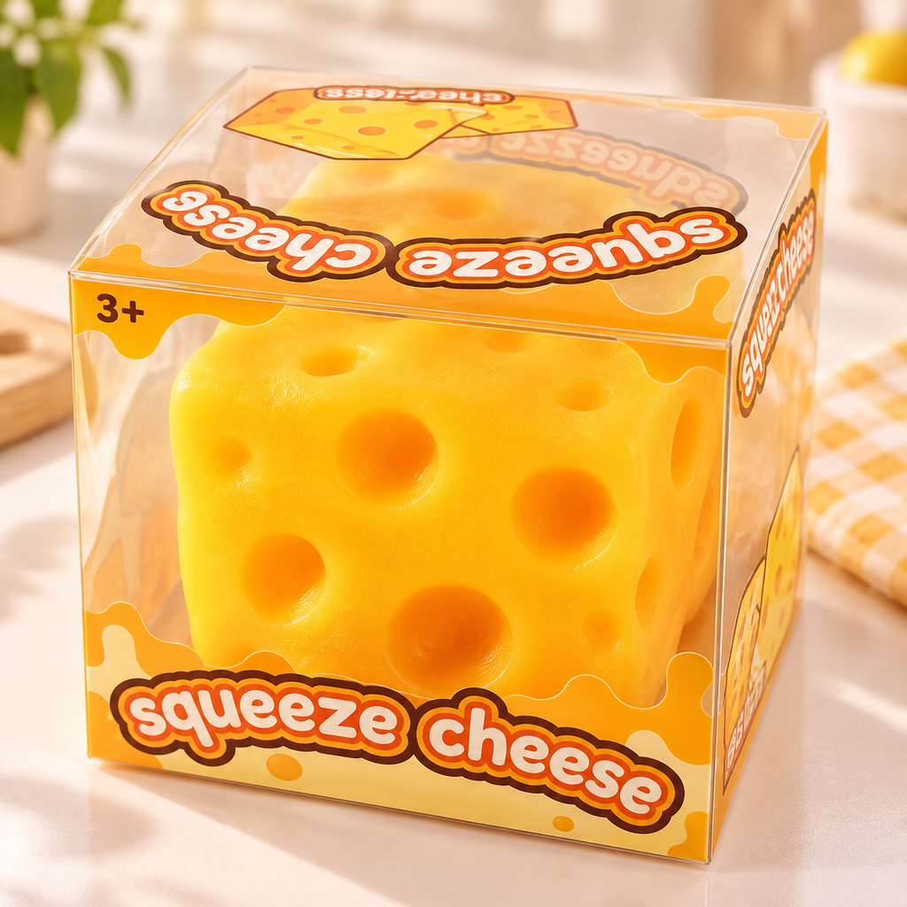 Squeeze Cheese Cube - Sensory & Fidget Toy with Gift Box