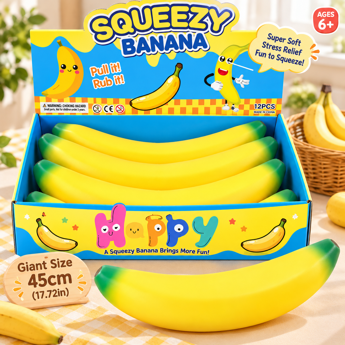 Giant 45cm Squeezy Banana - Jumbo Sensory & Fidget Toy