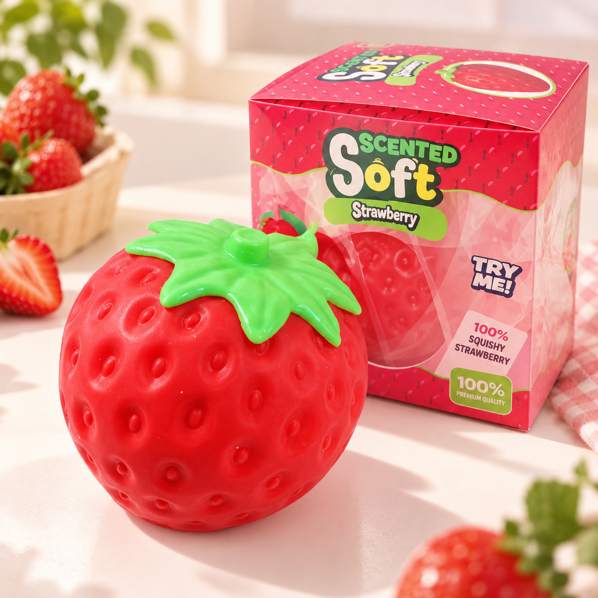 Scented Strawberry Squishy Toy with Gift Box