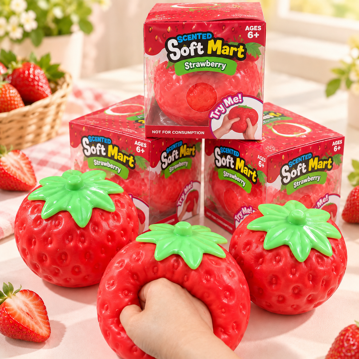 Scented Strawberry Squishy Toy – Slow-Rising Stress Relief Gift