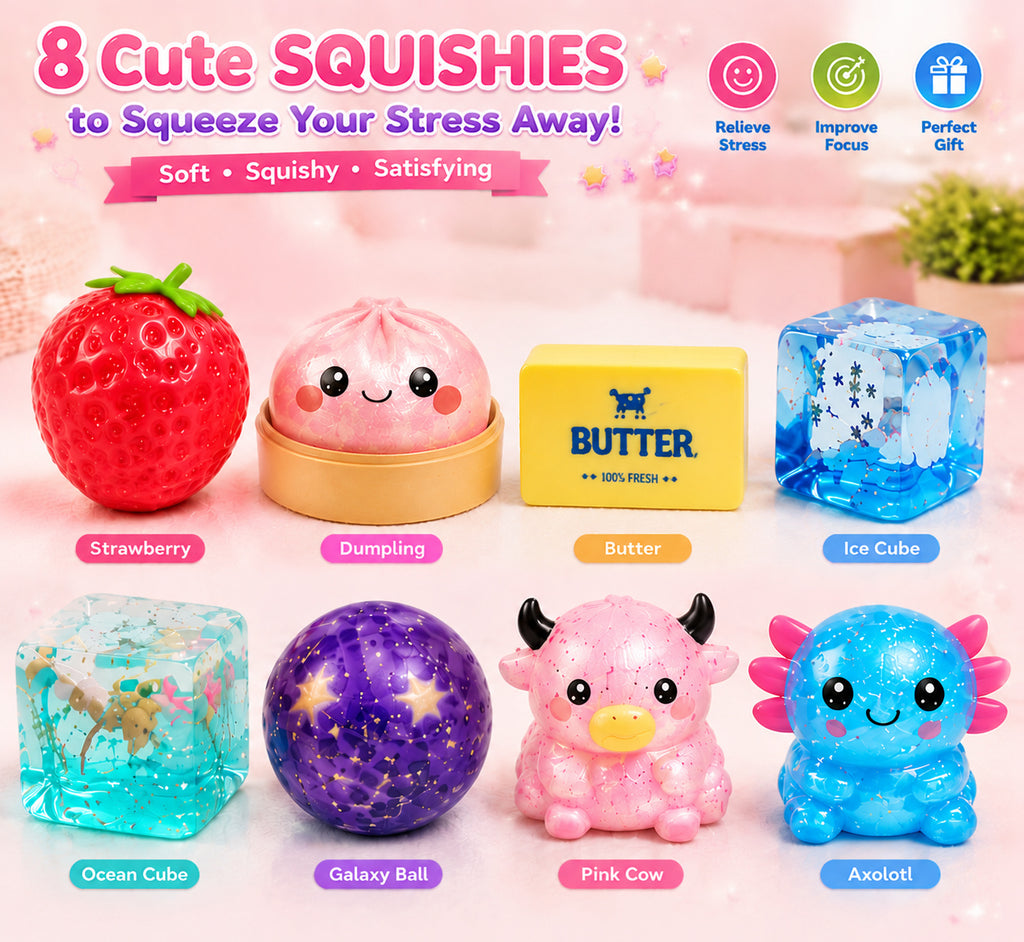 Squishy Fun Box - 8-Piece Ultimate Sensory & Fidget Toy Set
