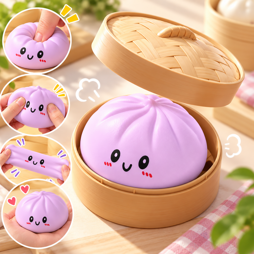 Squishy Bun Stress Toy – 1 Piece, Random Color