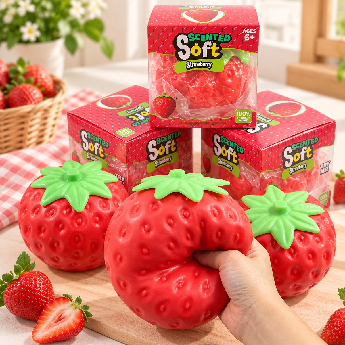 Scented Strawberry Squishy Toy with Gift Box