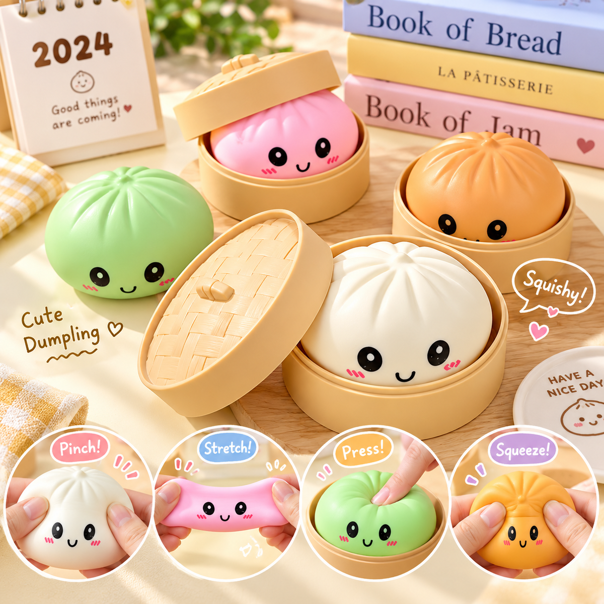 Squishy Bun Stress Toy – 1 Piece, Random Color