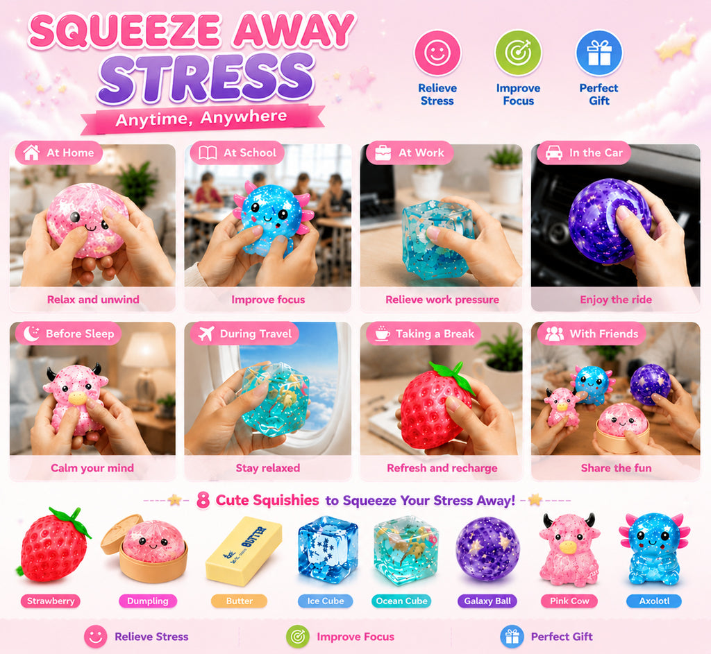 Squishy Fun Box - 8-Piece Ultimate Sensory & Fidget Toy Set