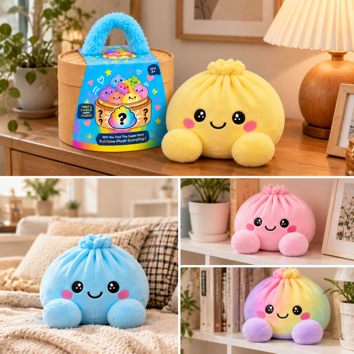 Cute Dumpling Plush with Steamer Case – Collectible Mystery Squishy Toy